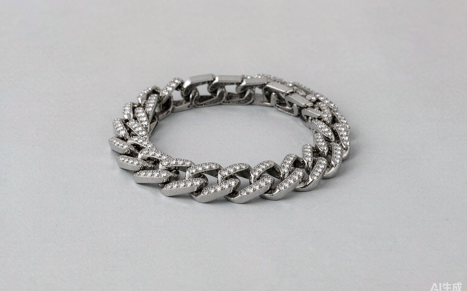 Moissanite chain necklace on a light studio background