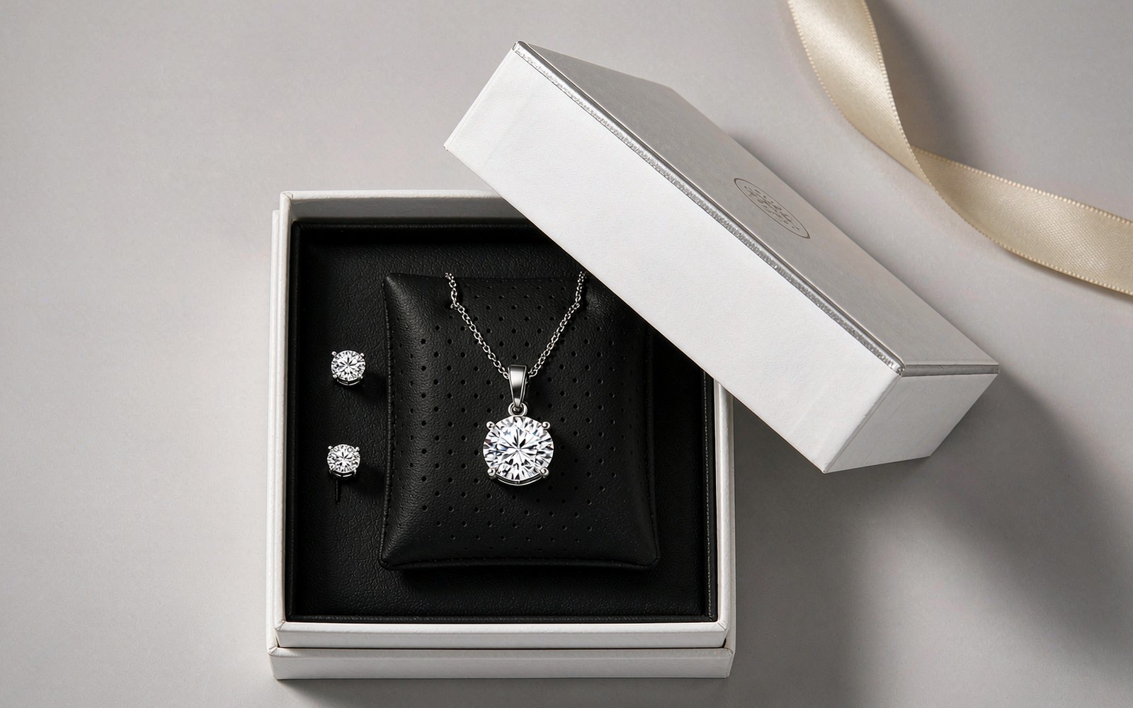 Moissanite pendant and stud earrings gift set
